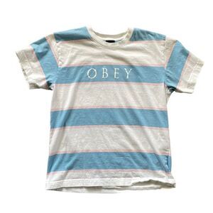 OBEY Cotton Candy Striped T-Shirt Size Medium